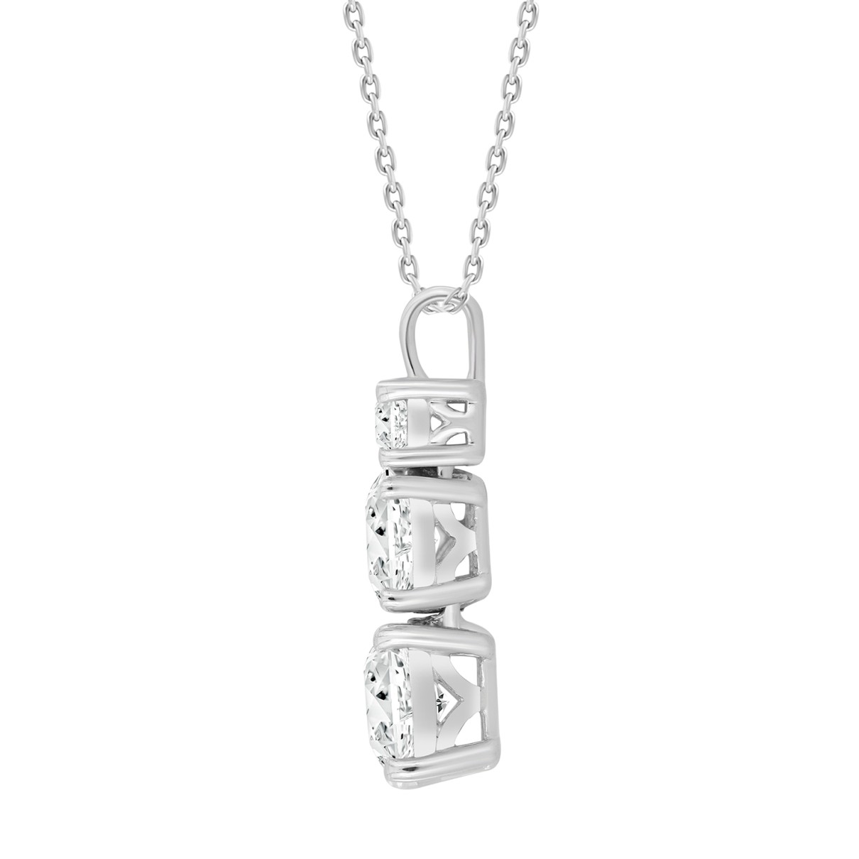 LADIES PENDANT WITH CHAIN 1 3/8CT ROUND/OVAL DIAMOND 14K WHITE GOLD