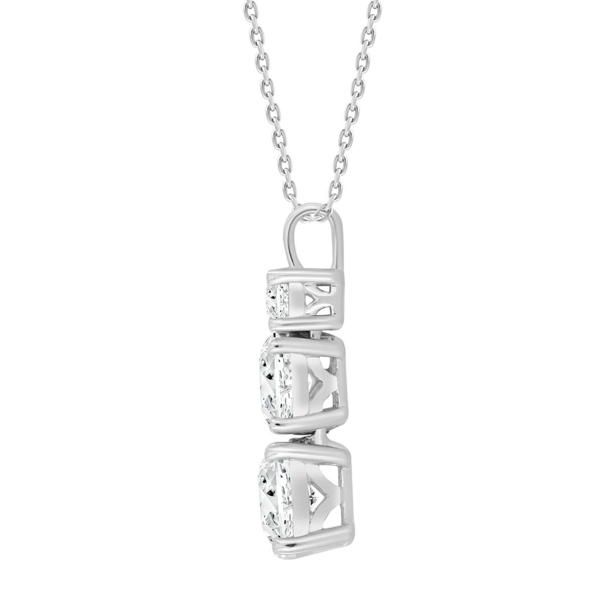 LADIES PENDANT WITH CHAIN 1 3/8CT ROUND/OVAL DIAMOND 14K WHITE GOLD (CENTER STONE OVAL DIAMOND 3/4CT)