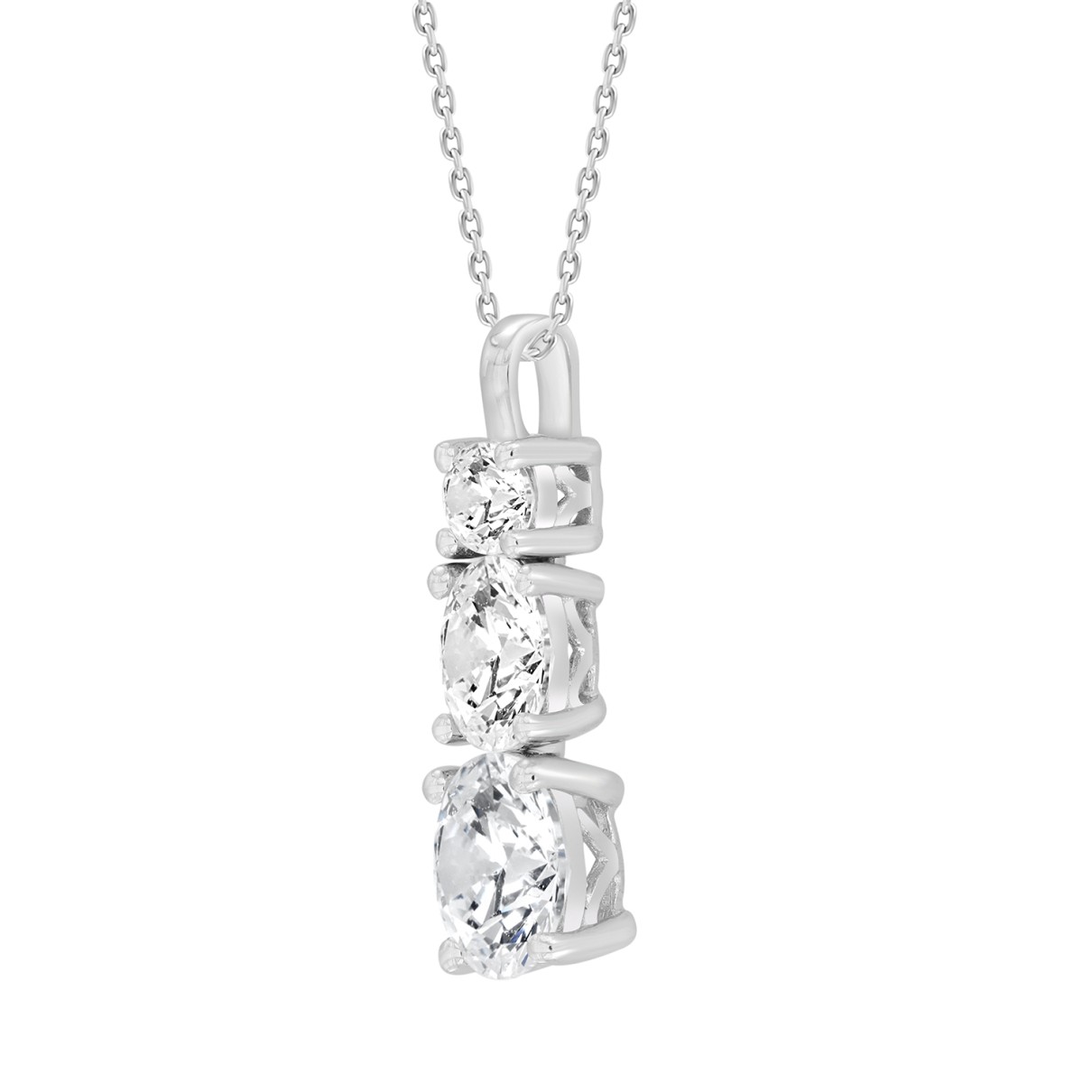 LADIES PENDANT WITH CHAIN 1 3/8CT ROUND/OVAL DIAMOND 14K WHITE GOLD