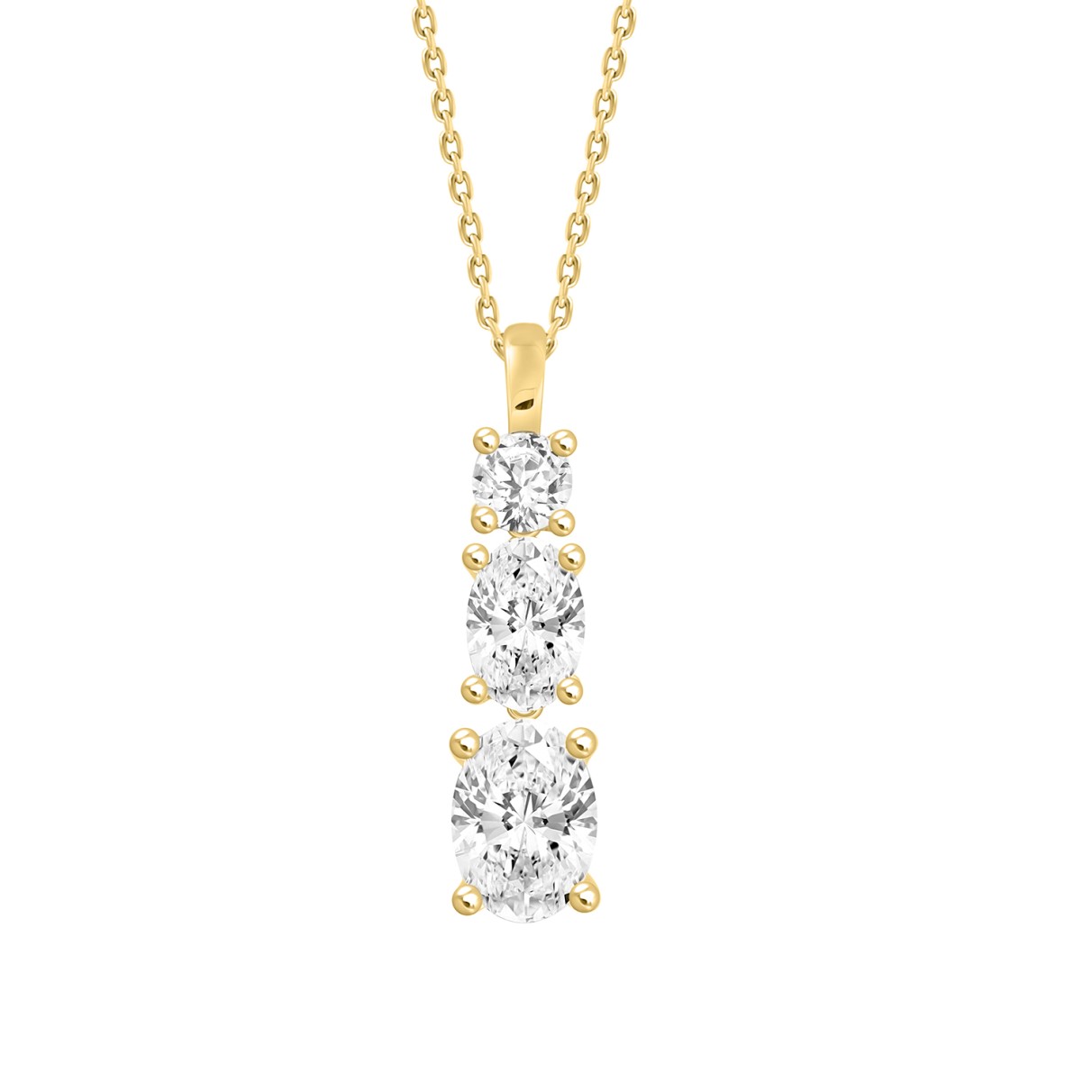 LADIES PENDANT WITH CHAIN 1 3/8CT ROUND/OVAL DIAMOND 14K YELLOW GOLD