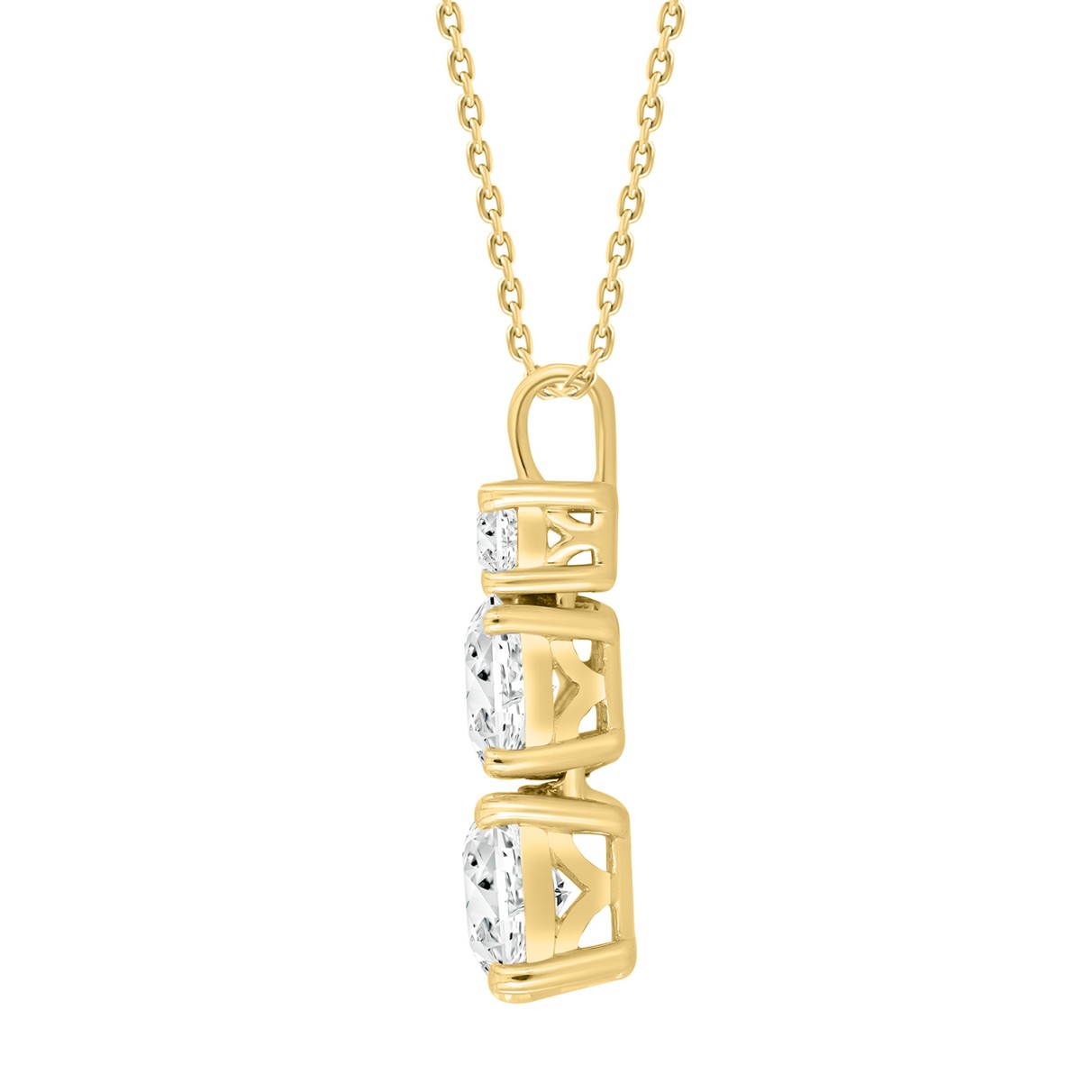 LADIES PENDANT WITH CHAIN 1 3/8CT ROUND/OVAL DIAMOND 14K YELLOW GOLD