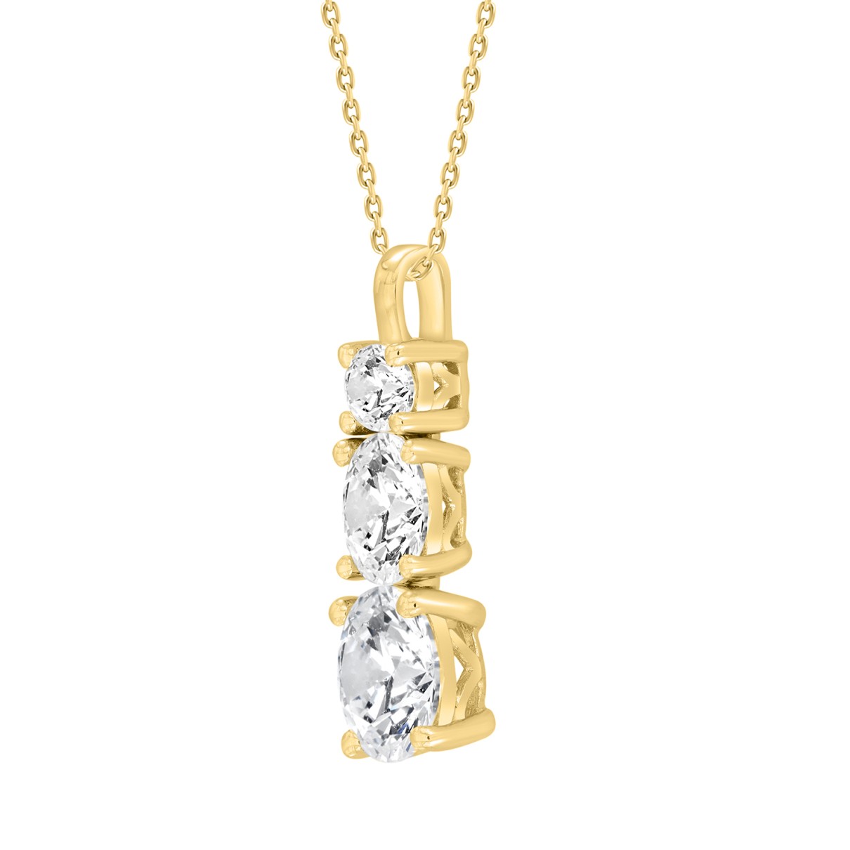 LADIES PENDANT WITH CHAIN 1 3/8CT ROUND/OVAL DIAMOND 14K YELLOW GOLD