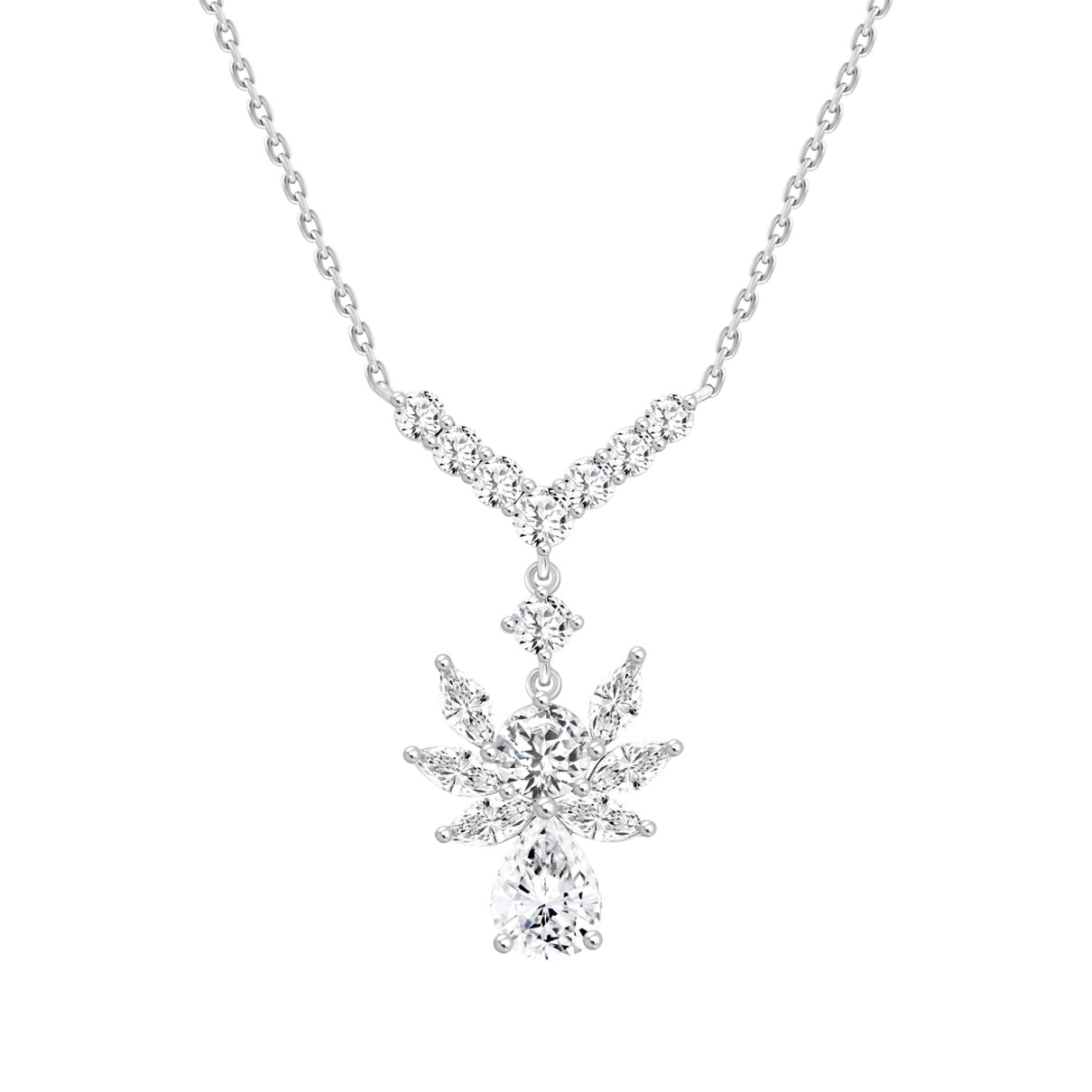 LADIES NECKLACE 3 3/4CT ROUND/PEAR/MARQUISE DIAMON...