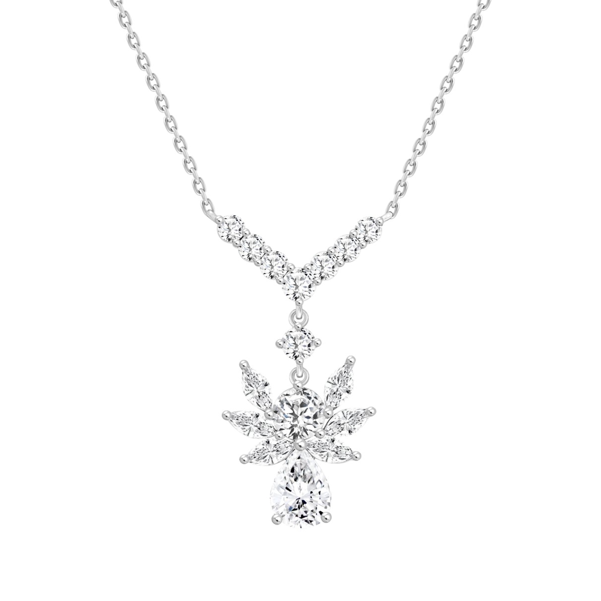 LADIES NECKLACE 3 3/4CT ROUND/PEAR/MARQUISE DIAMON...