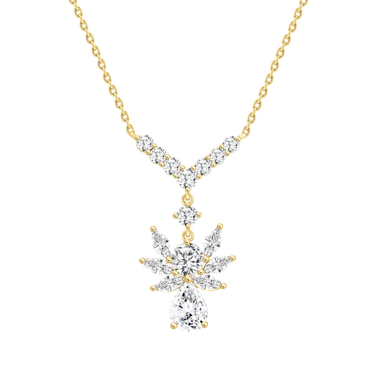 LADIES NECKLACE 3 3/4CT ROUND/PEAR/MARQUISE DIAMON...