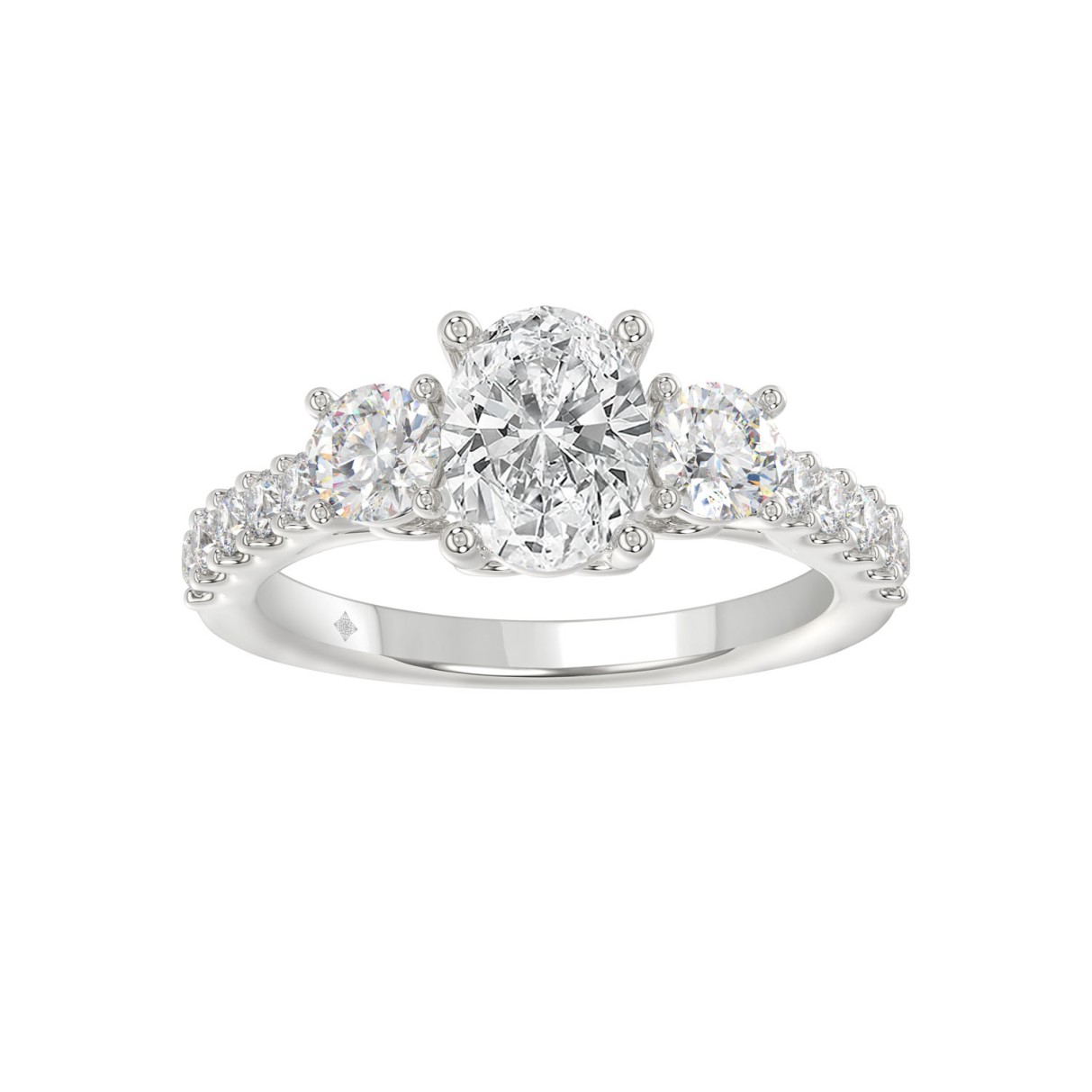 LADIES RING 2 1/2CT OVAL/ROUND DIAMOND 14K WHITE G...