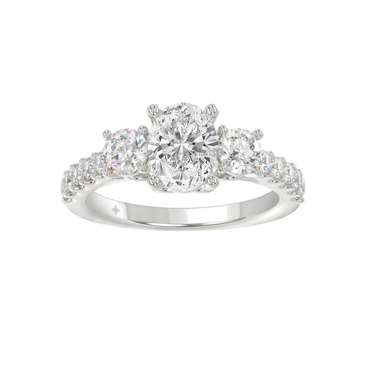 LADIES RING 2 1/2CT OVAL/ROUND DIAMOND 14K WHITE GOLD (CENTER STONE OVAL DIAMOND 1 1/2CT )