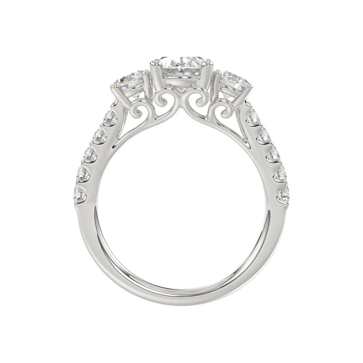 LADIES RING 2 1/2CT OVAL/ROUND DIAMOND 14K WHITE GOLD (CENTER STONE OVAL DIAMOND 1 1/2CT )