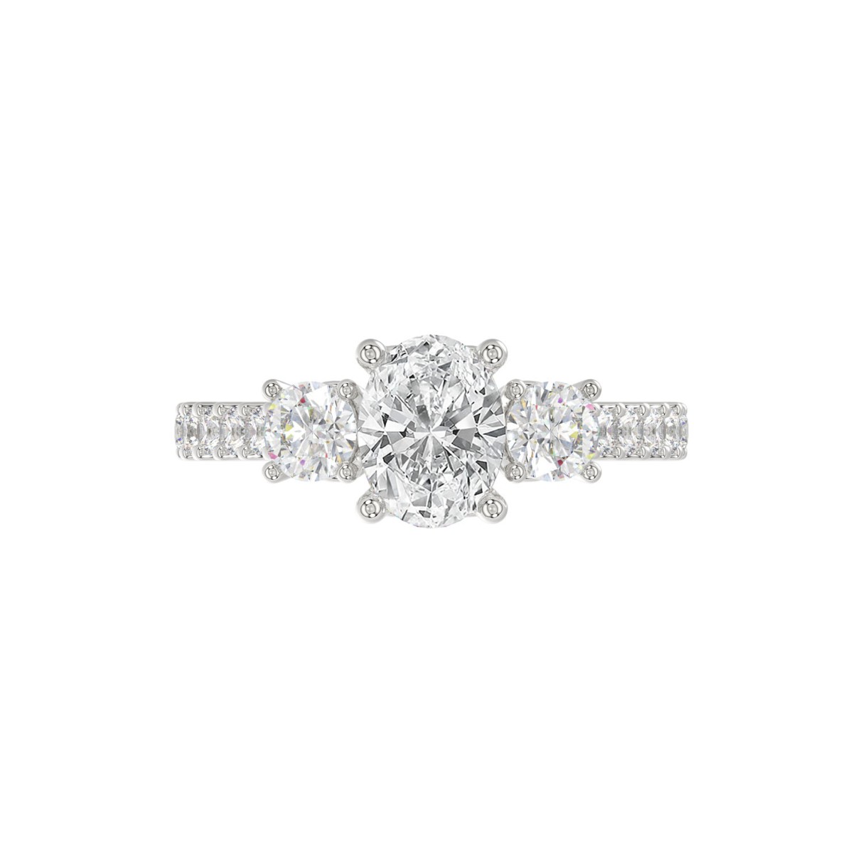 LADIES RING 2 1/2CT OVAL/ROUND DIAMOND 14K WHITE GOLD (CENTER STONE OVAL DIAMOND 1 1/2CT )