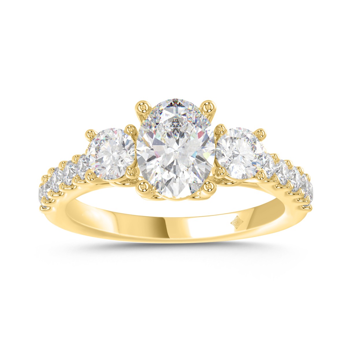 LADIES RING 2 1/2CT OVAL/ROUND DIAMOND 14K YELLOW ...