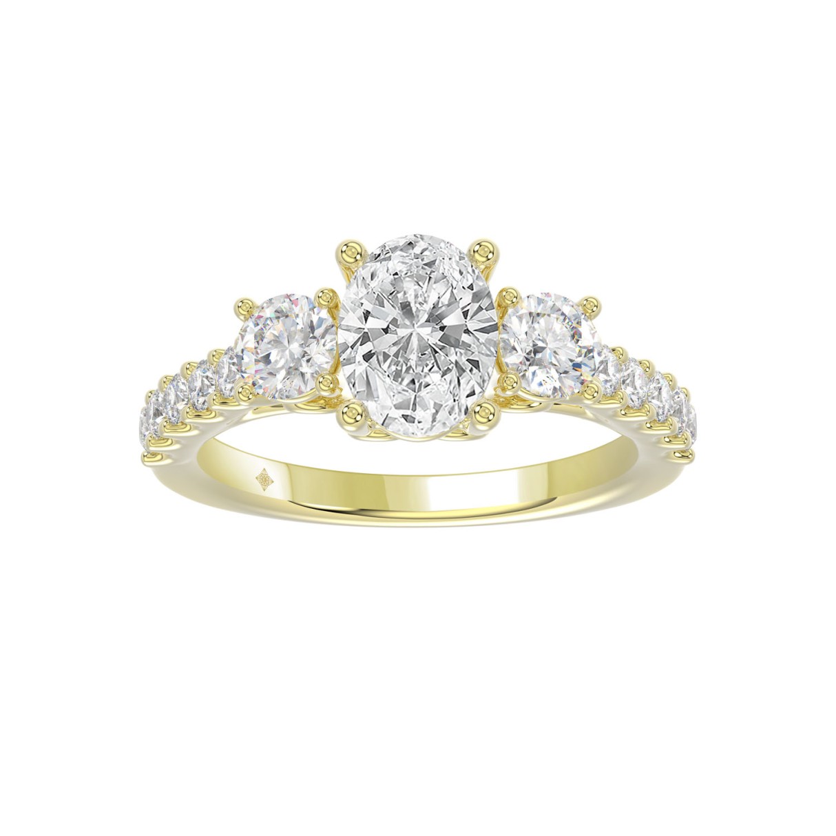 LADIES RING 2 1/2CT OVAL/ROUND DIAMOND 14K YELLOW ...