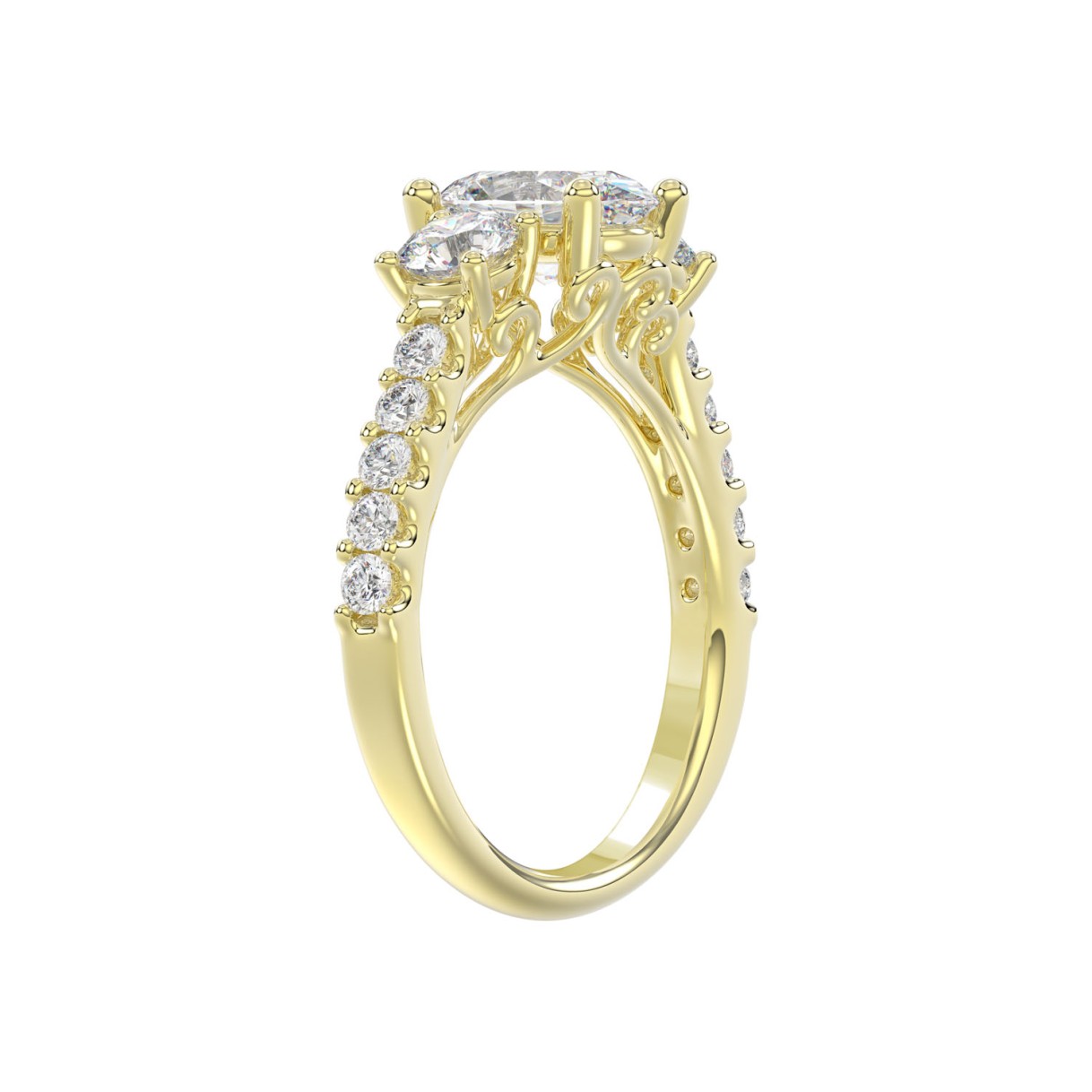 LADIES RING 2 1/2CT OVAL/ROUND DIAMOND 14K YELLOW GOLD (CENTER STONE OVAL DIAMOND 1 1/2CT )
