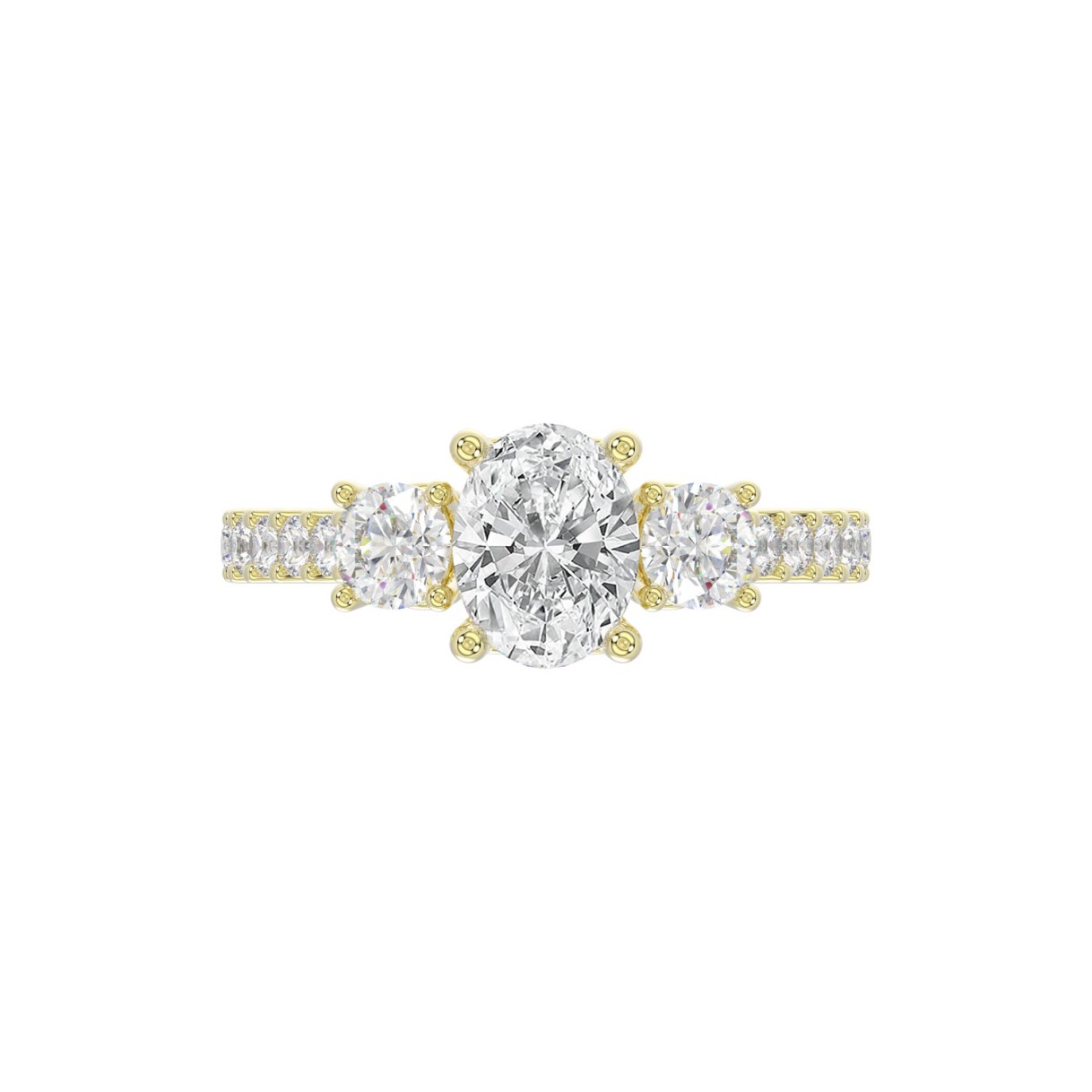 LADIES RING 2 1/2CT OVAL/ROUND DIAMOND 14K YELLOW GOLD (CENTER STONE OVAL DIAMOND 1 1/2CT )