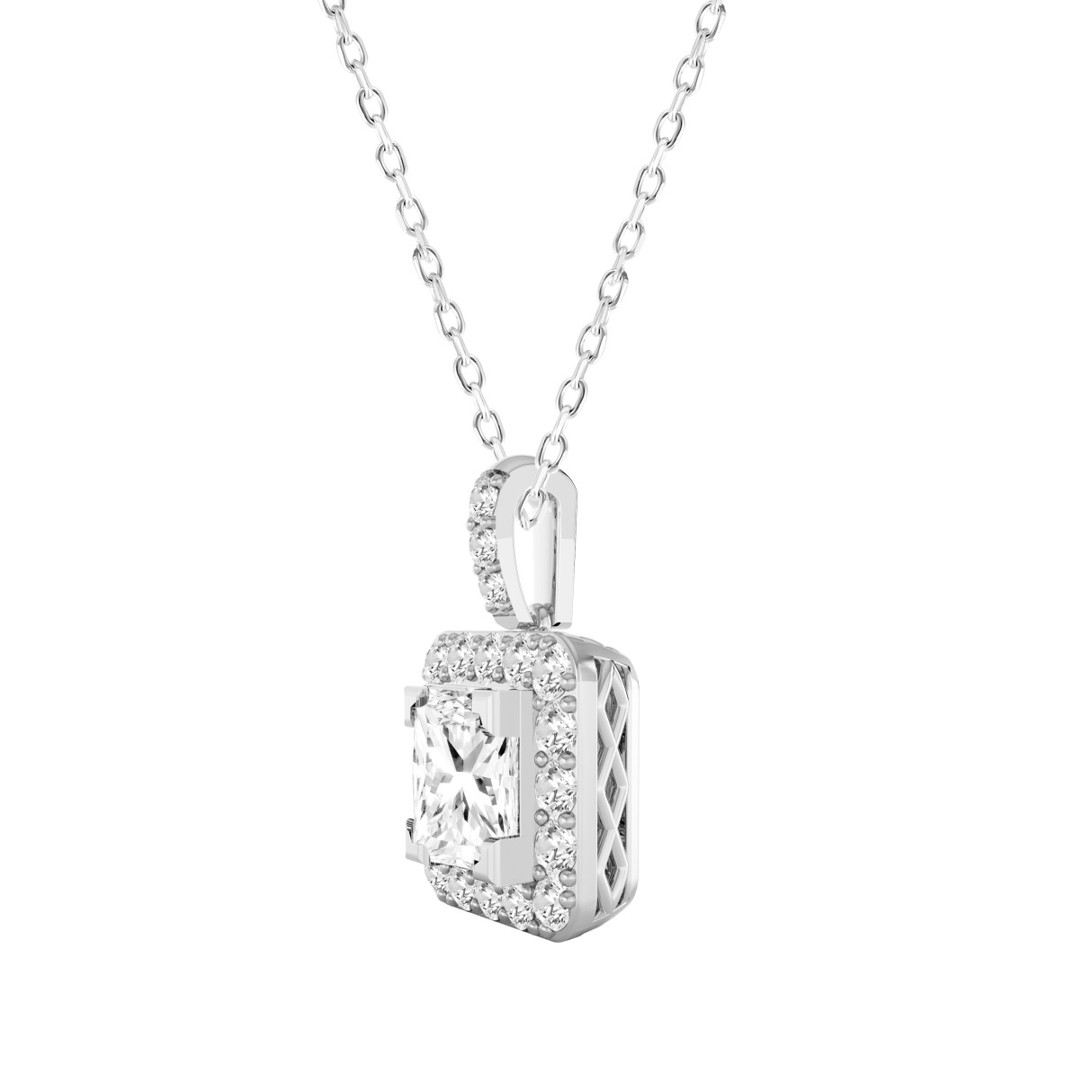 LADIES PENDANT 2 3/4CT ROUND/PRINCESS DIAMOND 14K WHITE GOLD (CENTER STONE PRINCESS DIAMOND 2CT )