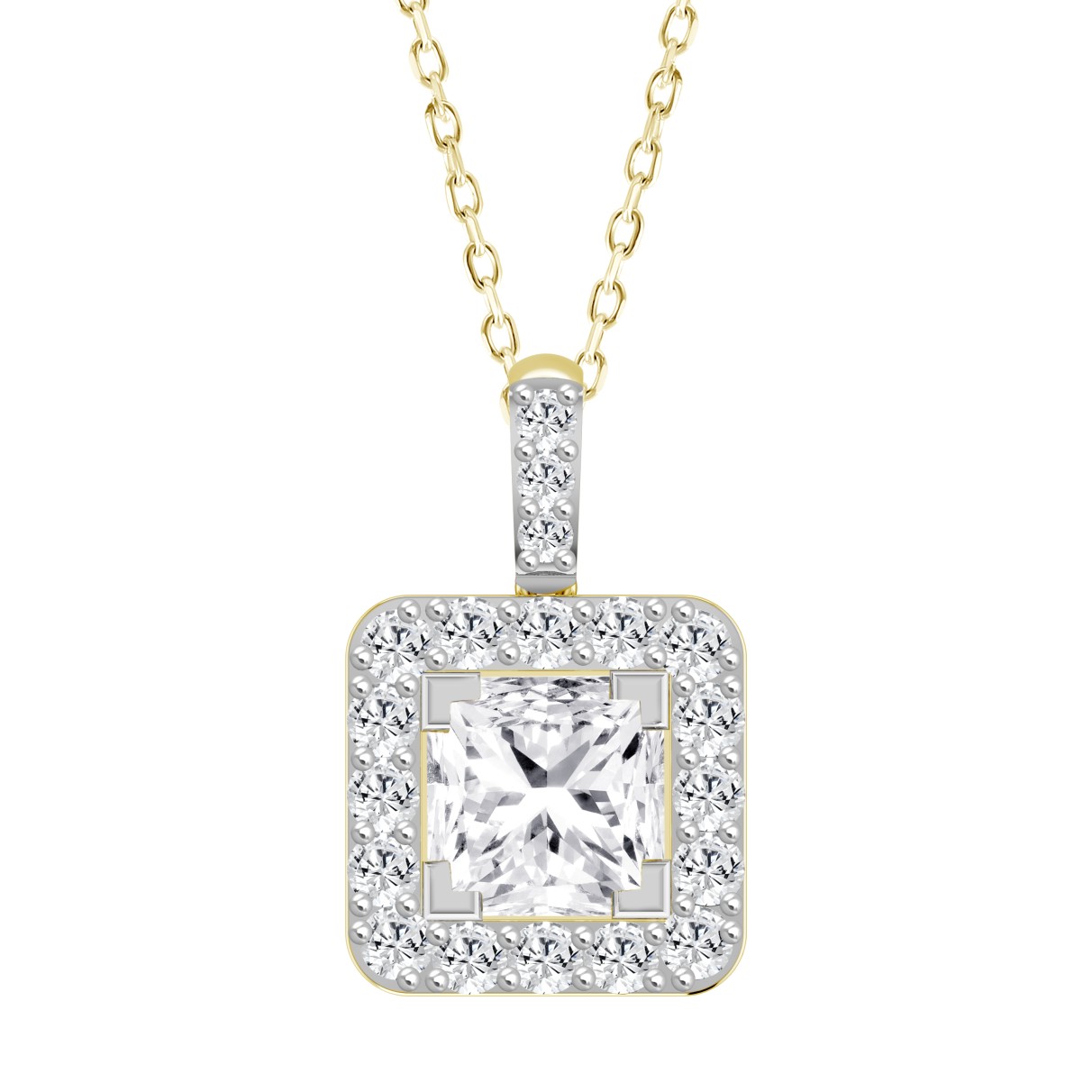 LADIES PENDANT 2 3/4CT ROUND/PRINCESS DIAMOND 14K ...