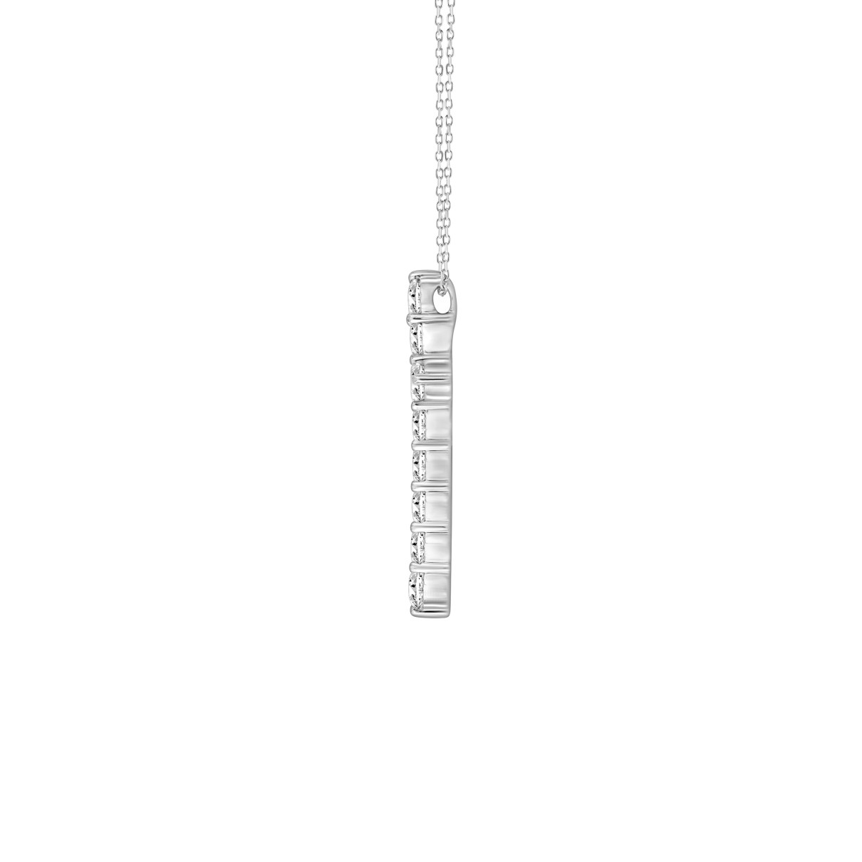 LADIES CROSS PENDANT WITH CHAIN 4CT ROUND DIAMOND 14K WHITE GOLD