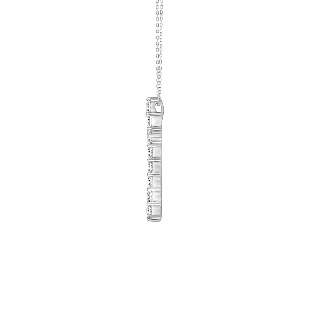 LADIES CROSS PENDANT WITH CHAIN 4CT ROUND DIAMOND 14K WHITE GOLD