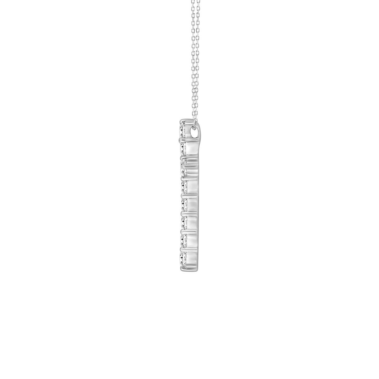 LADIES CROSS PENDANT WITH CHAIN 4CT ROUND DIAMOND 14K WHITE GOLD