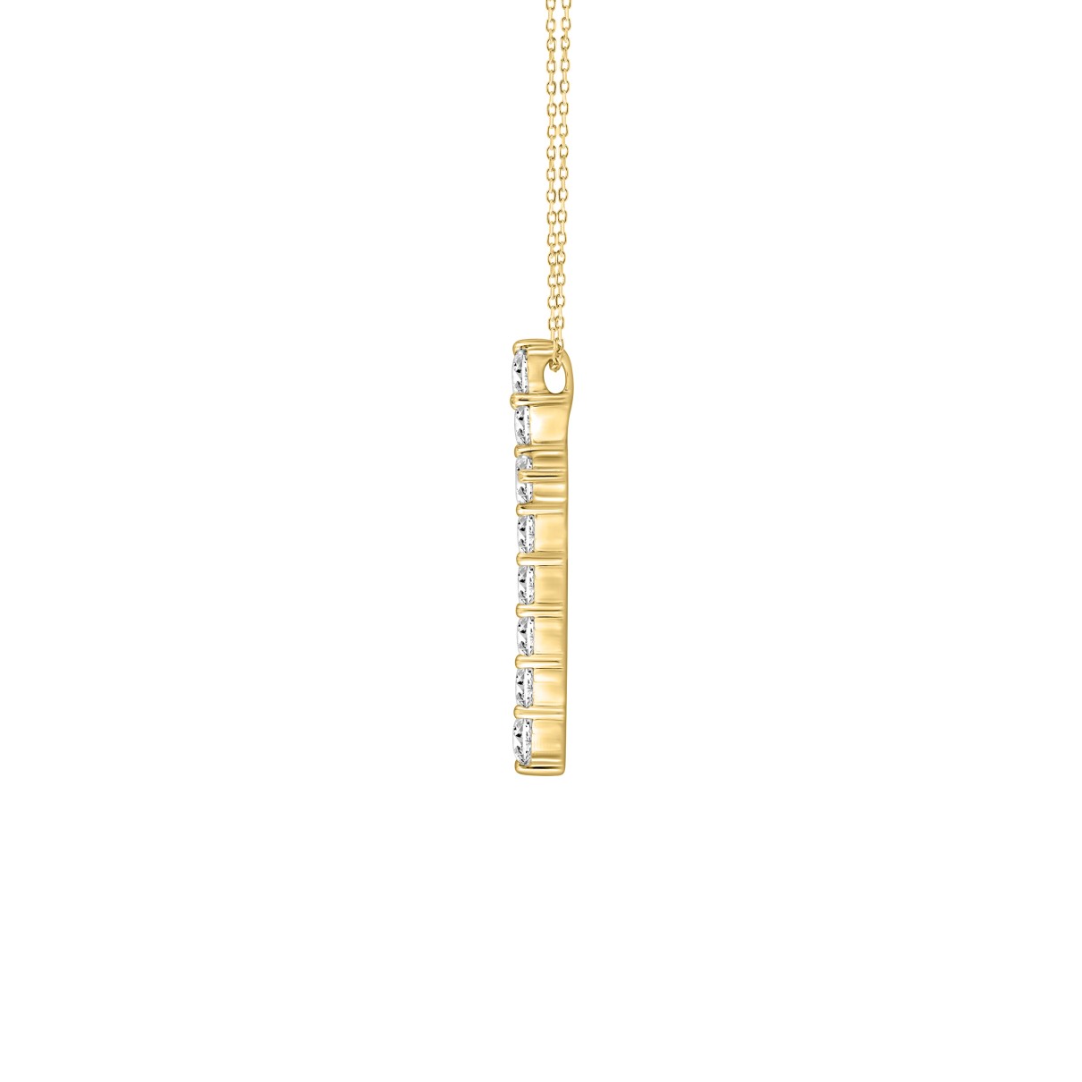 LADIES CROSS PENDANT WITH CHAIN 4CT ROUND DIAMOND 14K YELLOW GOLD