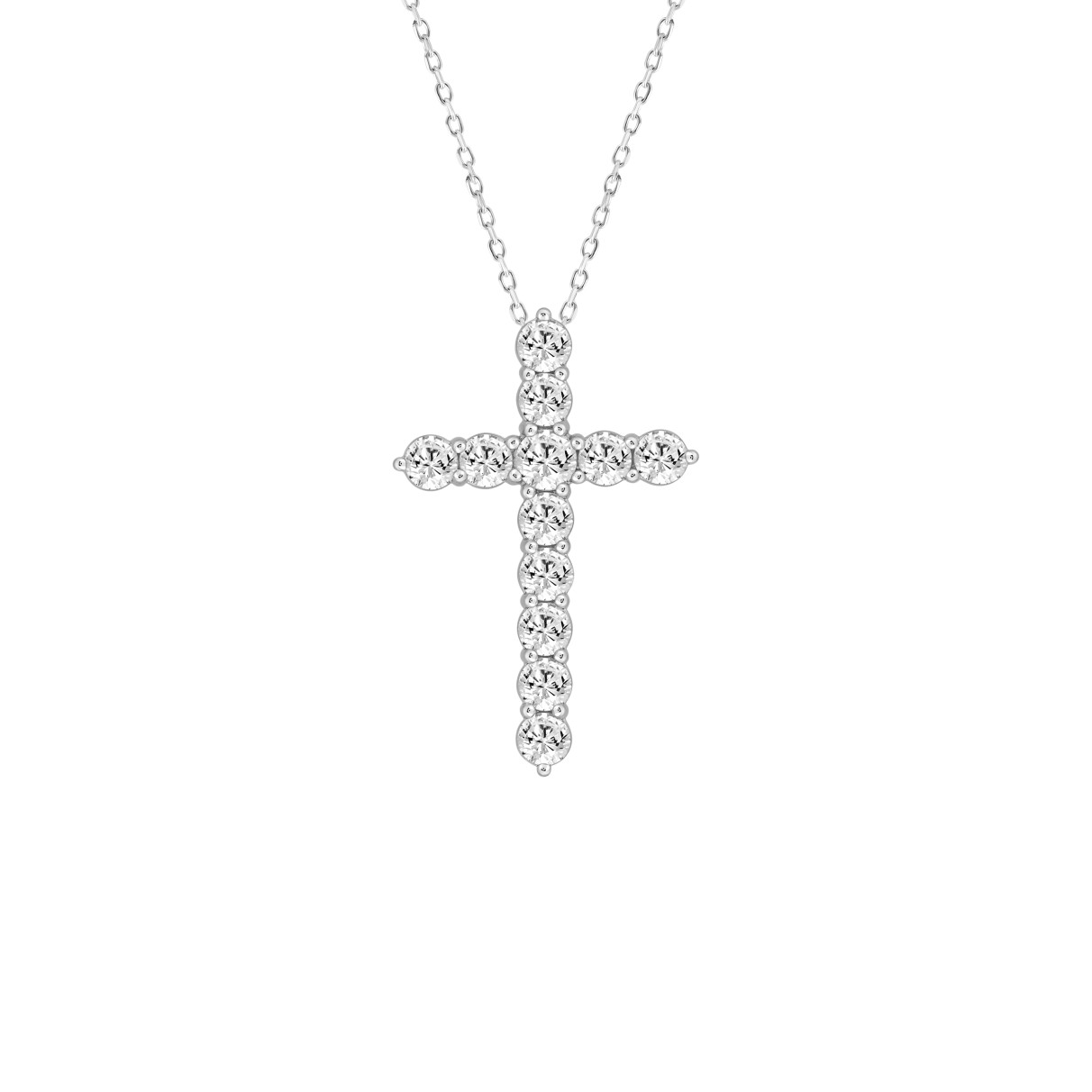 LADIES CROSS PENDANT WITH CHAIN 5CT ROUND DIAMOND ...