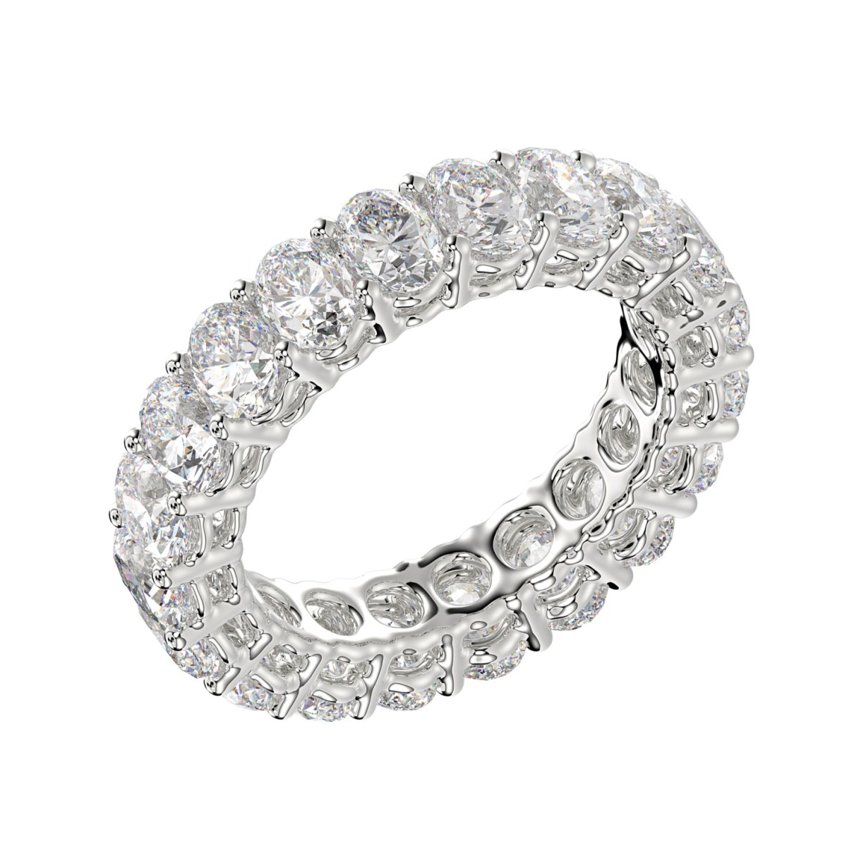 LADIES BAND 5CT OVAL DIAMOND 14K WHITE GOLD