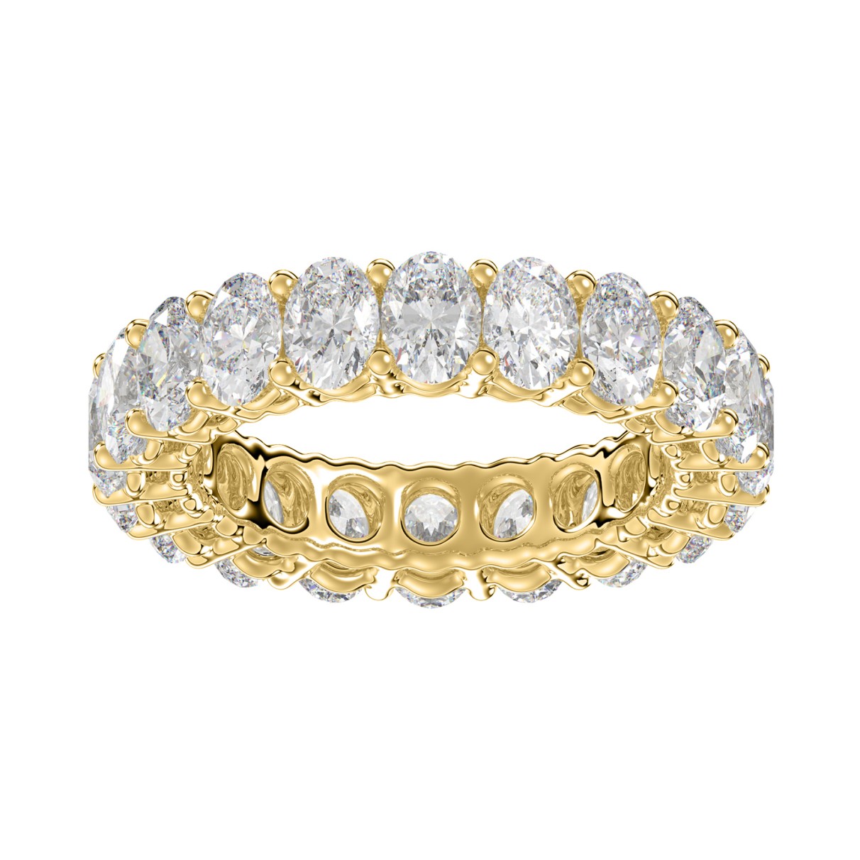 LADIES BAND 5CT OVAL DIAMOND 14K YELLOW GOLD...