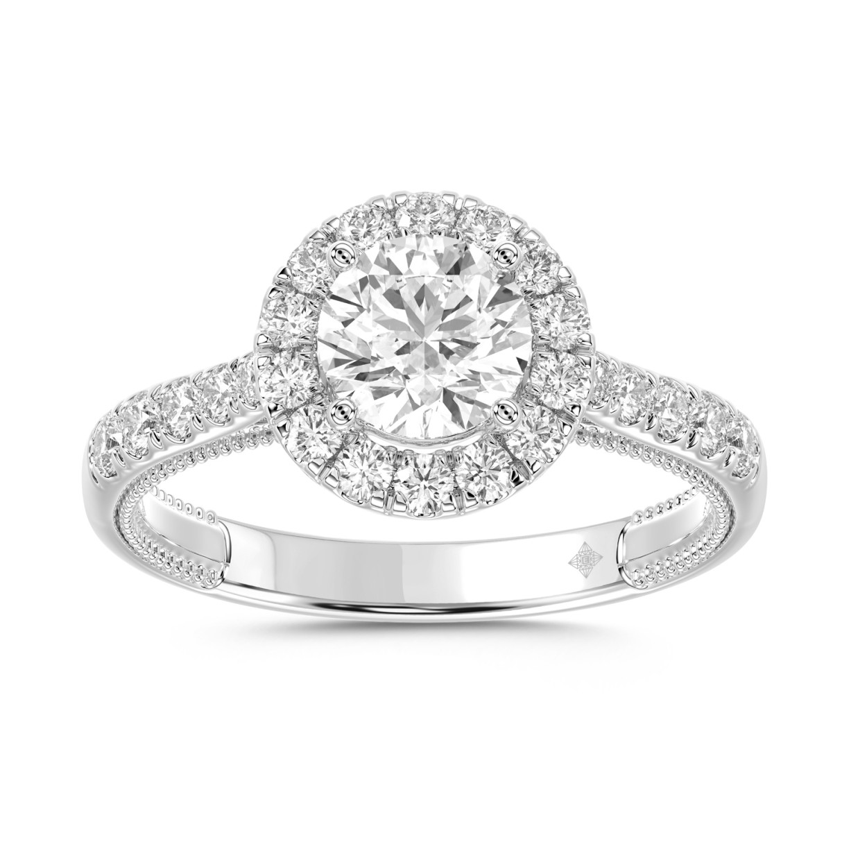 LADIES RING 1 1/2CT ROUND DIAMOND 14K WHITE GOLD (...