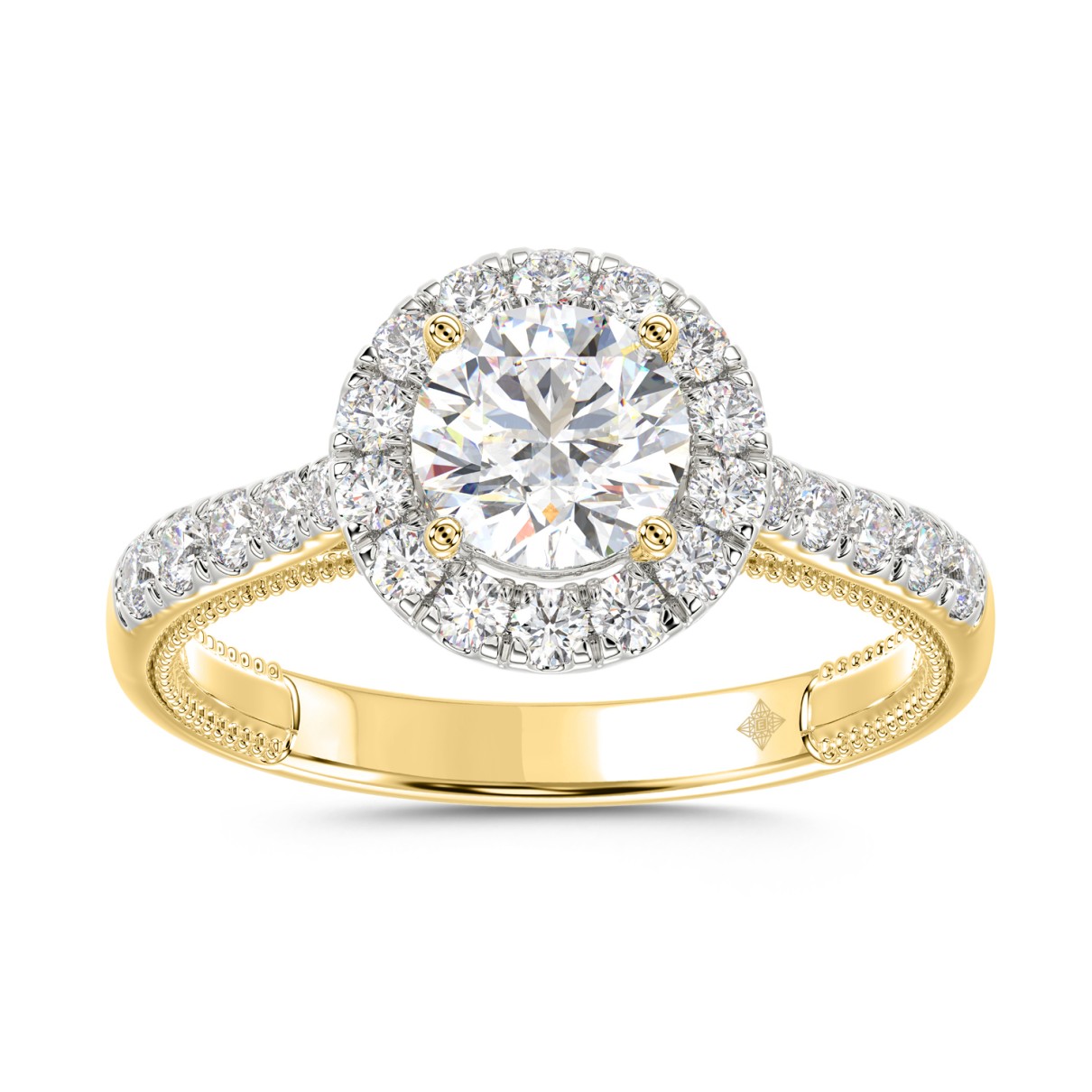 LADIES RING 1 1/2CT ROUND DIAMOND 14K YELLOW GOLD ...