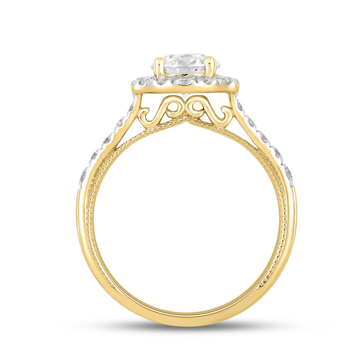 LADIES RING 1 1/2CT ROUND DIAMOND 14K YELLOW GOLD (CENTER STONE ROUND DIAMOND 1CT)