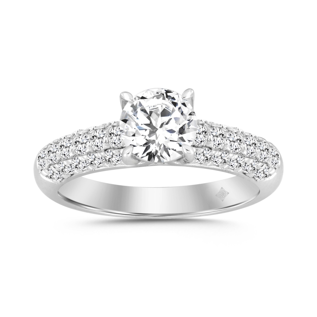 LADIES RING 1 1/2CT ROUND DIAMOND 14K WHITE GOLD (CENTER STONE ROUND DIAMOND 1CT)