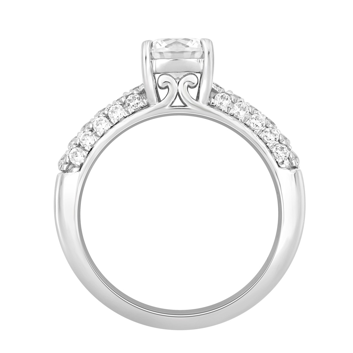 LADIES RING 1 1/2CT ROUND DIAMOND 14K WHITE GOLD (CENTER STONE ROUND DIAMOND 1CT)