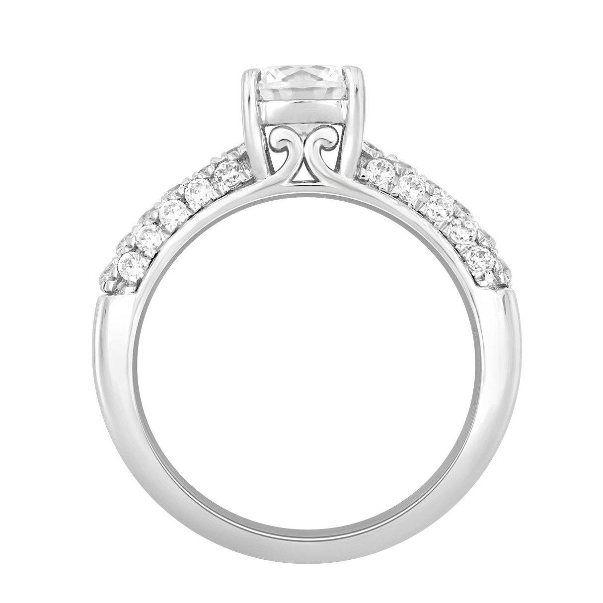 LADIES RING 1 1/2CT ROUND DIAMOND 14K WHITE GOLD (CENTER STONE ROUND DIAMOND 1CT)