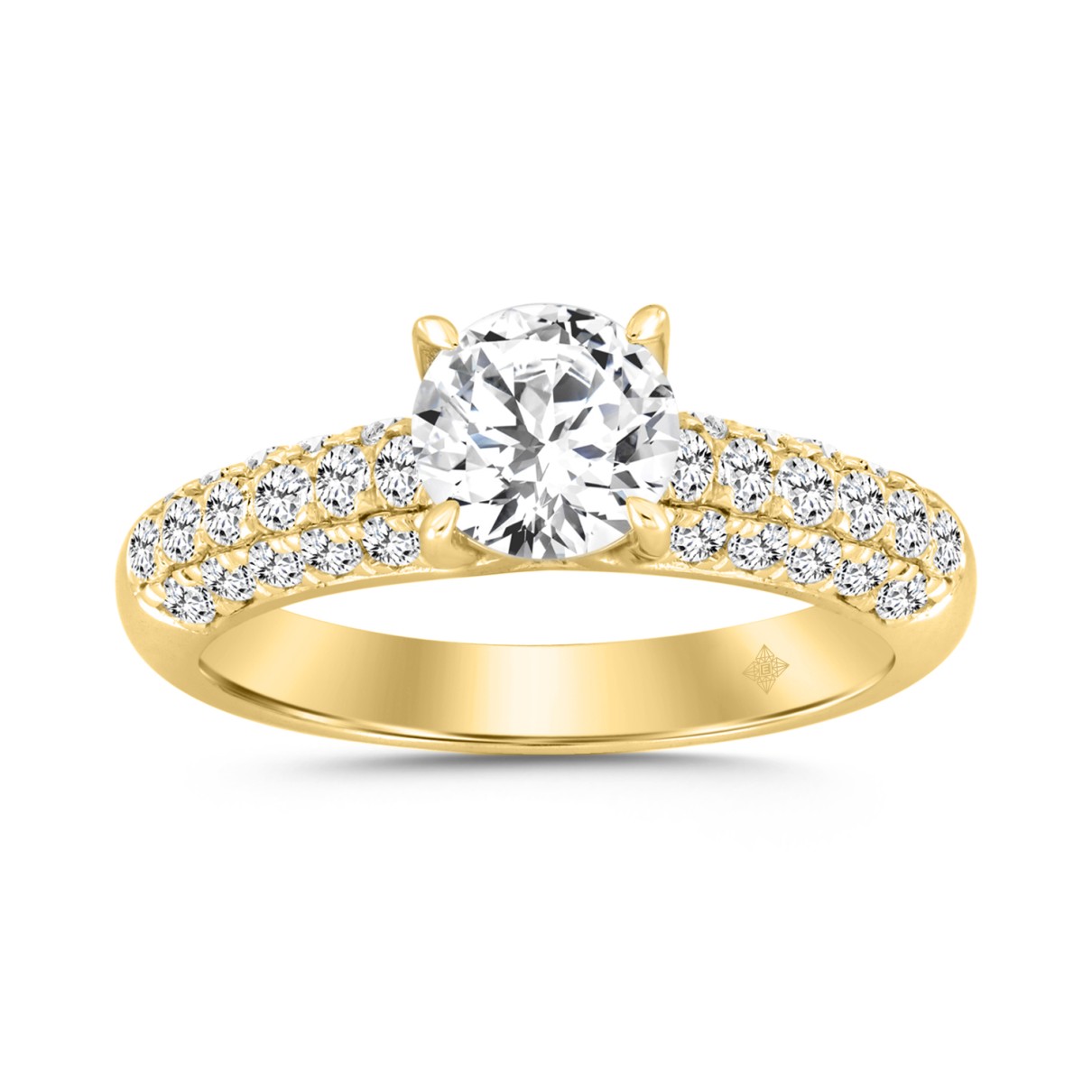 LADIES RING 1 1/2CT ROUND DIAMOND 14K YELLOW GOLD (CENTER STONE ROUND DIAMOND 1CT)