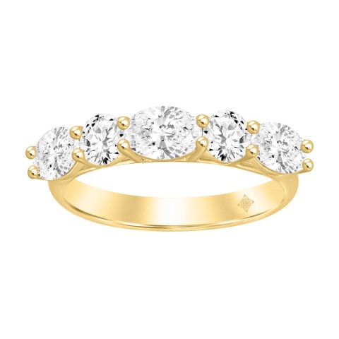 LADIES BAND 2CT ROUND/OVAL DIAMOND 14K YELLOW GOLD