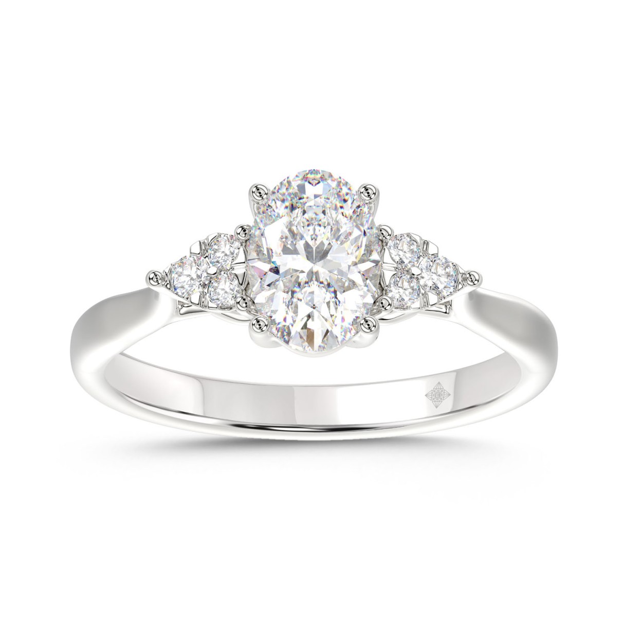 LADIES RING 1 1/8CT ROUND/OVAL DIAMOND 14K WHITE G...