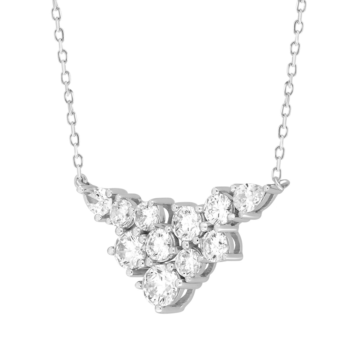 LADIES NECKLACE 2CT ROUND/PEAR DIAMOND 14K WHITE GOLD