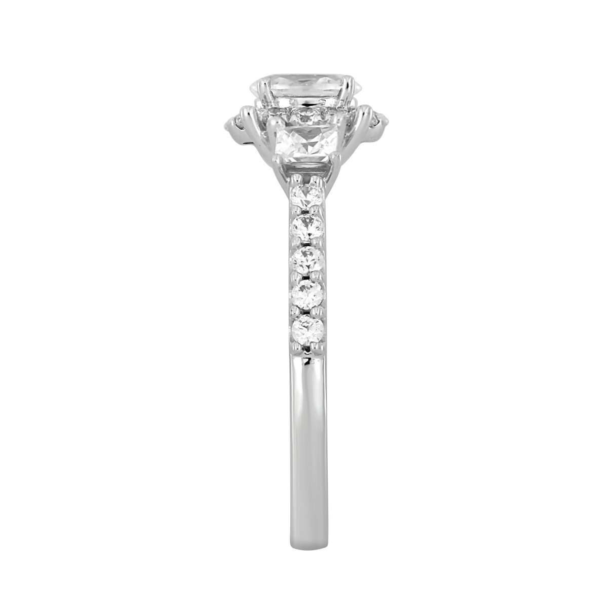 LADIES RING 1 1/4CT OVAL/PRINCESS/ROUND DIAMOND 14K WHITE GOLD (CENTER STONE OVAL DIAMOND 3/8CT)