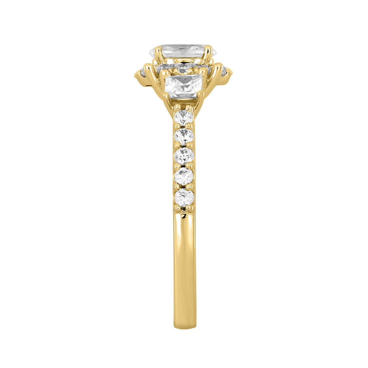 LADIES RING 1 1/4CT OVAL/PRINCESS/ROUND DIAMOND 14K YELLOW GOLD (CENTER STONE OVAL DIAMOND 3/8CT)