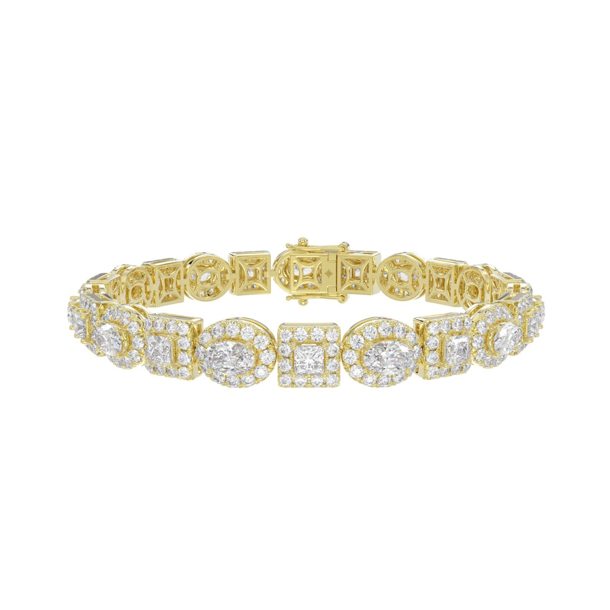 LADIES BRACELET 10 3/4CT ROUND/PRINCESS/OVAL DIAMOND 14K YELLOW GOLD