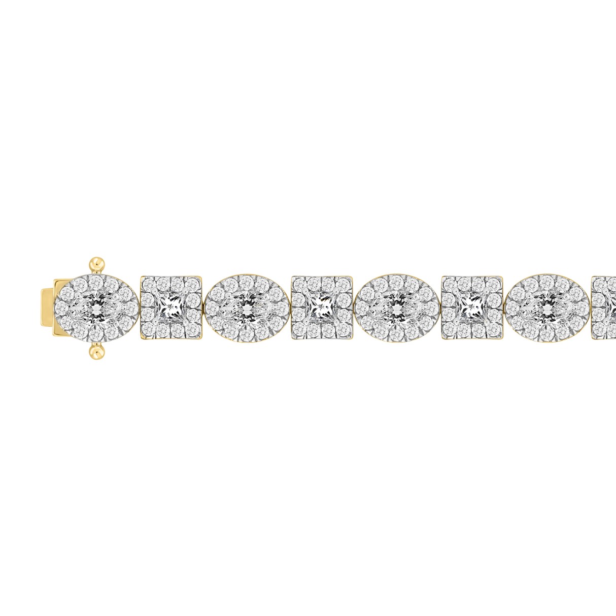 LADIES BRACELET 10 3/4CT ROUND/PRINCESS/OVAL DIAMOND 14K YELLOW GOLD