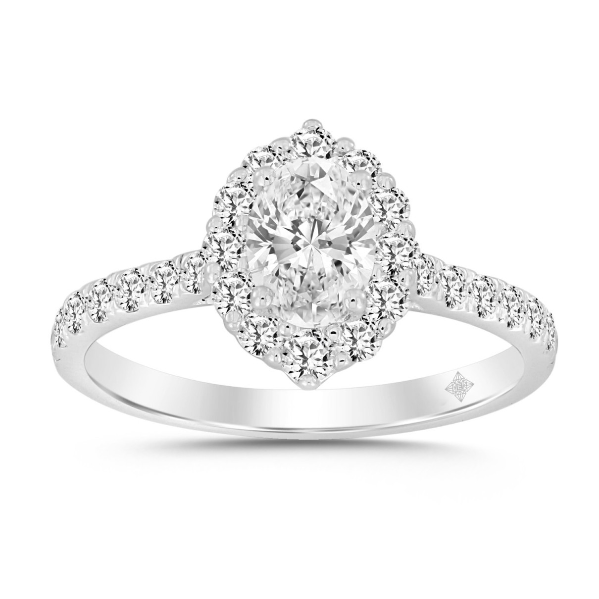 LADIES RING 1 1/4CT ROUND/OVAL DIAMOND 14K WHITE GOLD (CENTER STONE OVAL DIAMOND 5/8CT)