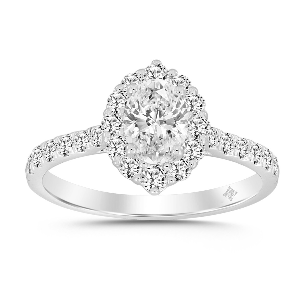 LADIES RING 1 1/4CT ROUND/OVAL DIAMOND 14K WHITE G...