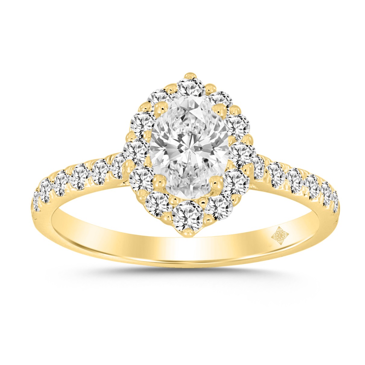 LADIES RING 1 1/4CT ROUND/OVAL DIAMOND 14K YELLOW ...