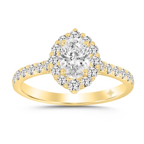 LADIES RING 1 1/4CT ROUND/OVAL DIAMOND 14K YELLOW GOLD (CENTER STONE OVAL DIAMOND 5/8CT)