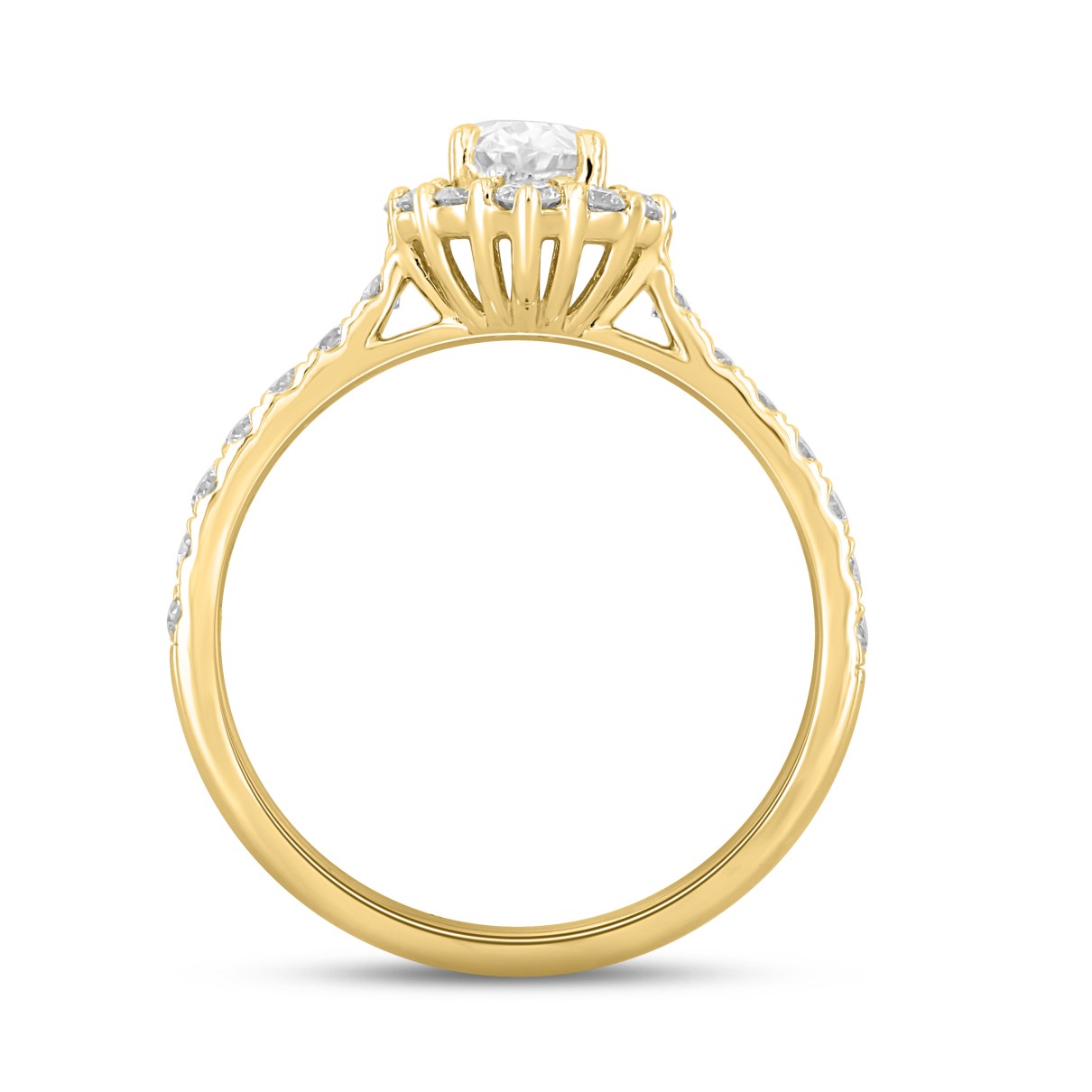 LADIES RING 1 1/4CT ROUND/OVAL DIAMOND 14K YELLOW GOLD (CENTER STONE OVAL DIAMOND 5/8CT)