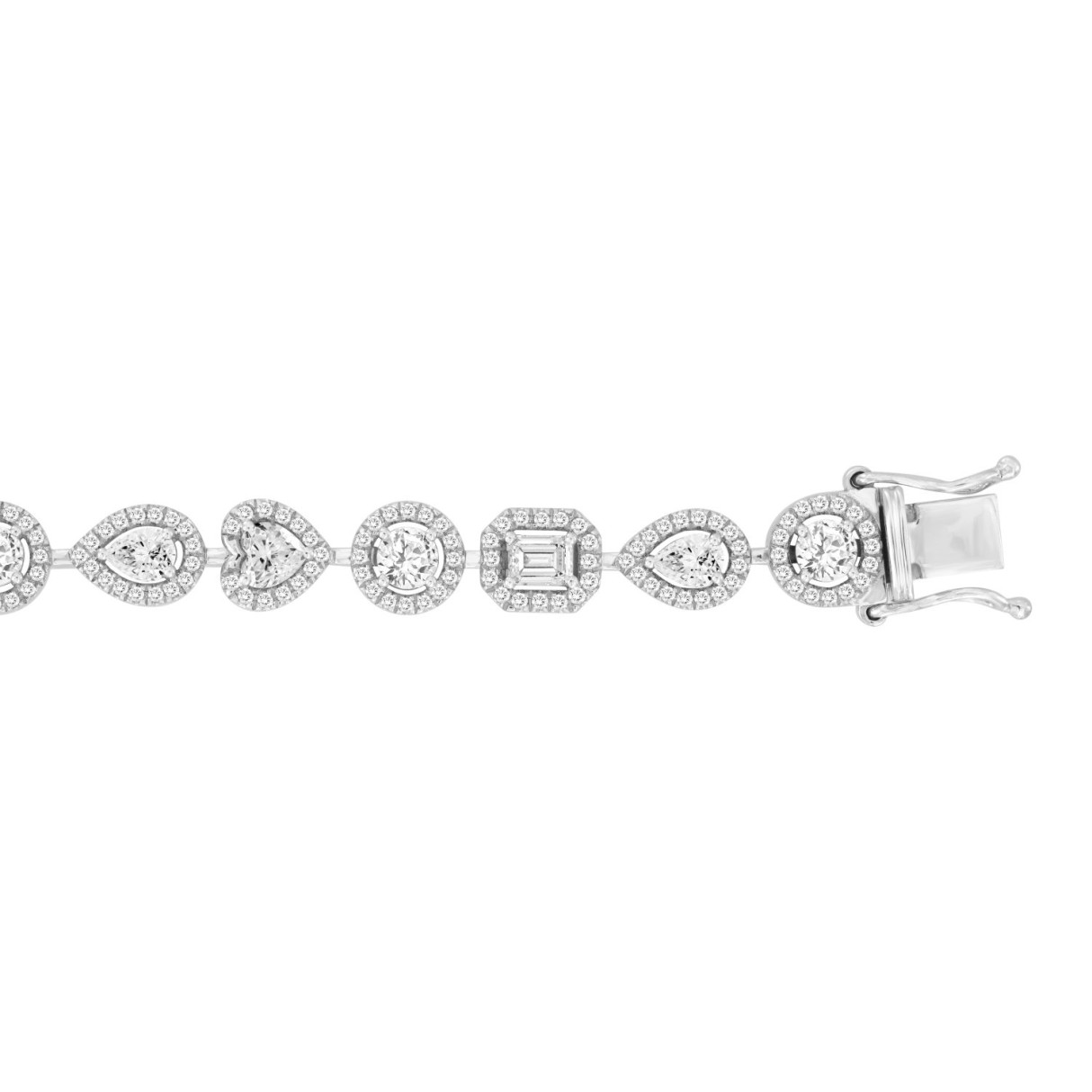 LADIES BRACELET 5 1/2CT ROUND/PEAR/EMERALD/HEART DIAMOND 14K WHITE GOLD