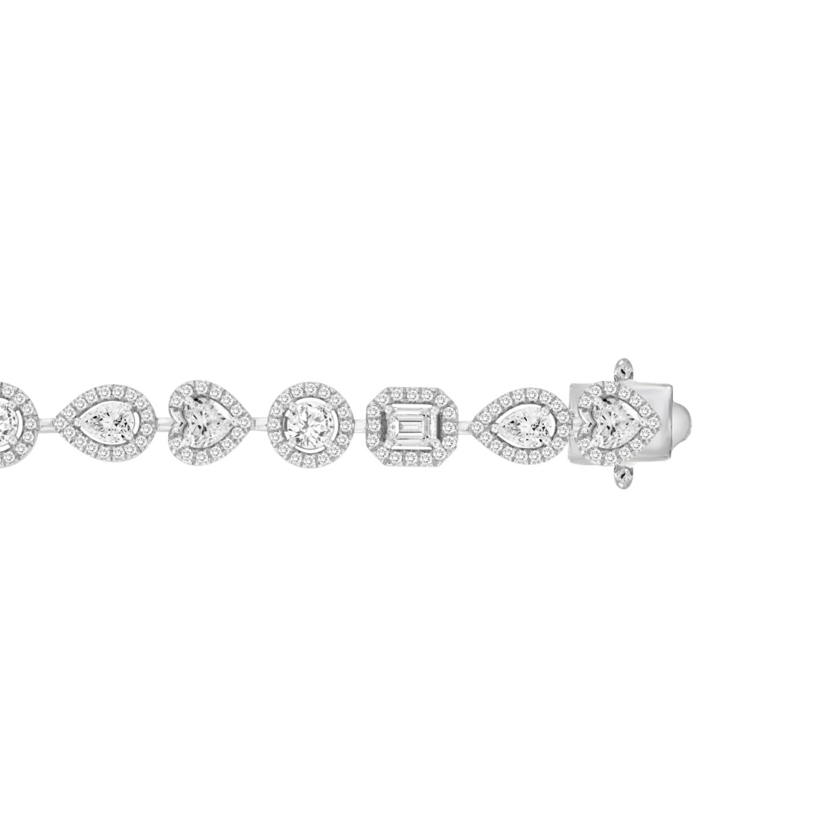 LADIES BRACELET 5 1/2CT ROUND/PEAR/EMERALD/HEART DIAMOND 14K WHITE GOLD