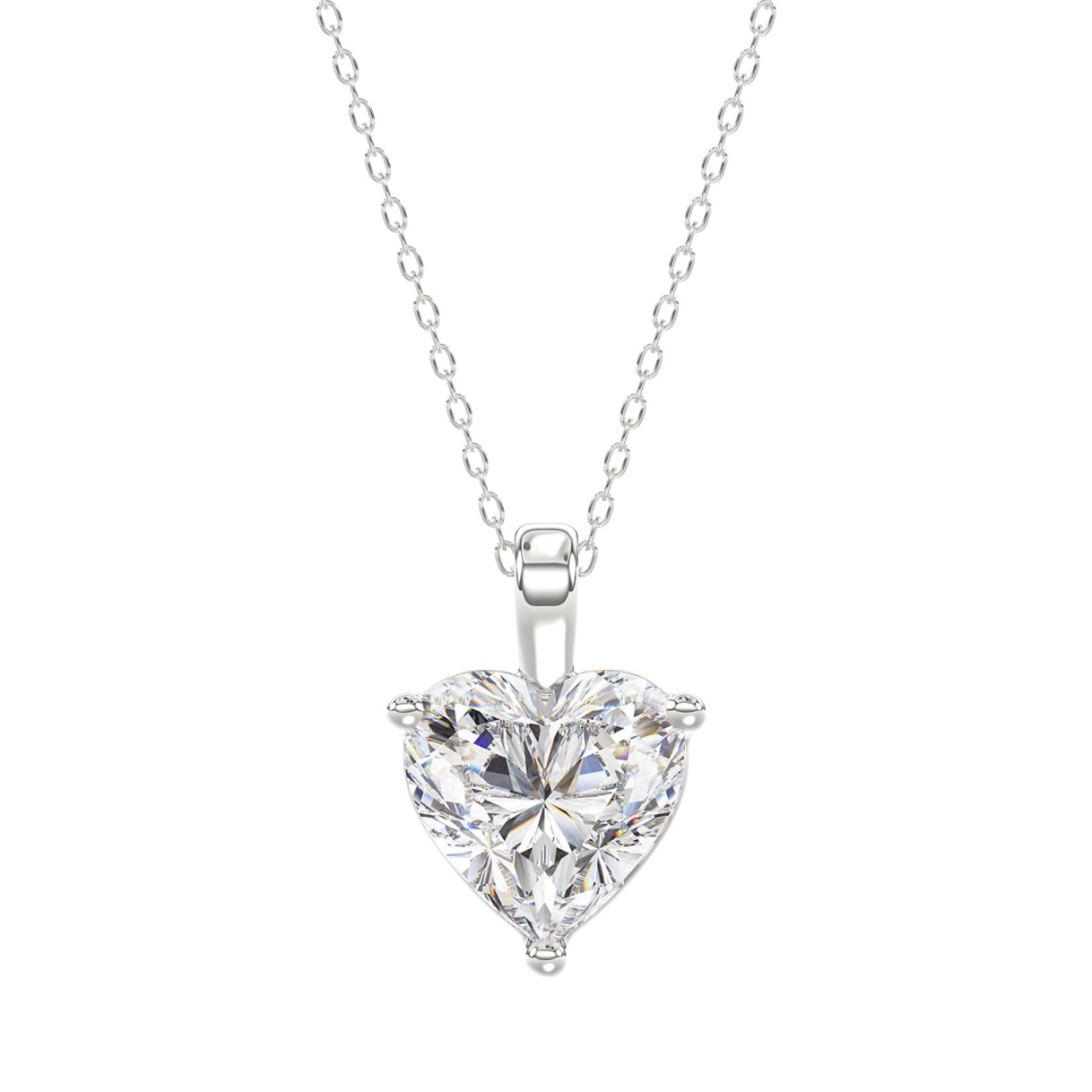 LADIES SOLITAIRE PENDANT WITH CHAIN 3CT HEART DIAM...