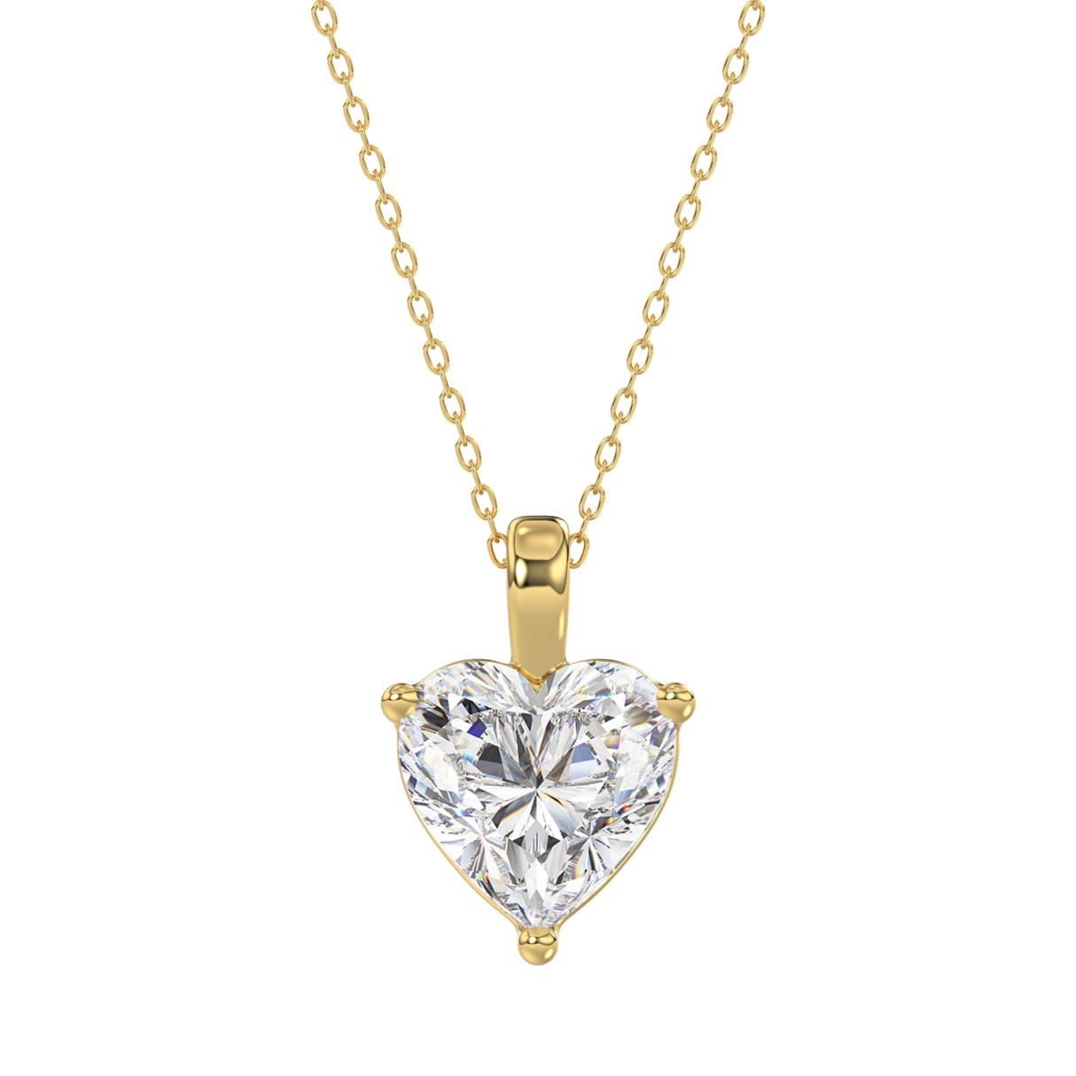 LADIES SOLITAIRE PENDANT WITH CHAIN 3CT HEART DIAM...