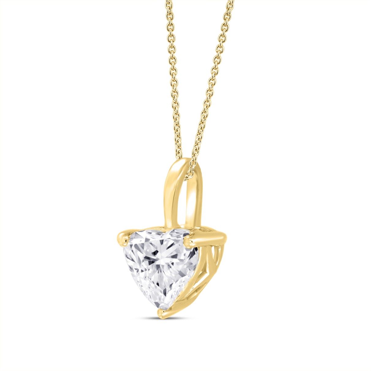 LADIES SOLITAIRE PENDANT WITH CHAIN 3CT HEART DIAMOND 14K YELLOW GOLD 